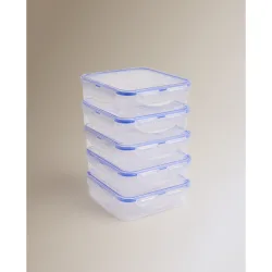 Set de 5 recipientes de plástico cuadrados
