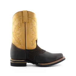 Unisex Tan Leather Cowboy Chelsea Boots- Frontier - Brown - Size Eu 39