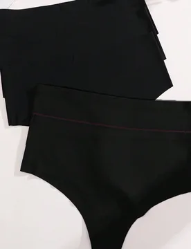 Piezas Tanga sin costuras de cintura alta sexy para mujer, bragas con borde plegado antideslizante y antienroscamiento XS-XXL - Shein - FashionsVida