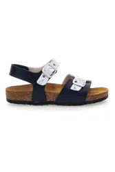 Sandali blu con cinturini stampati e plantare preformato 257A066SR 30