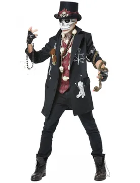 Voodoo Priester Halloweenkostüm Zauberer schwarz-burgund - KARNEVAL-MEGASTORE - FashionsVida