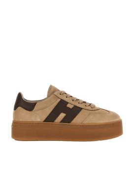 Women's Calfskin Leather Platform Sneakers with EVA Monobloc Sole