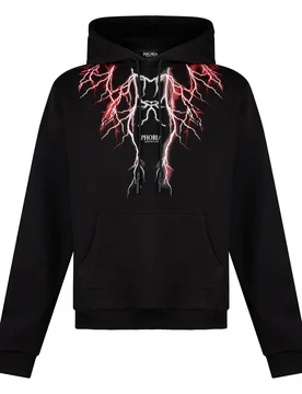 Felpa Leggera Cappuccio Uomo Lightning Hoodie Black/red/grey - PHOBIA - FashionsVida