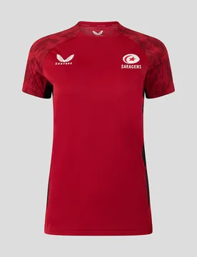 Saracens Women's 25/26 Training Short Sleeve Tee - Rhymthic Red 12 female - Castore - FashionsVida
