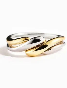 Trendy Two Tone Twist Finger Women's Ring Modern Fashion Female Metal Rings Daily Wear Versatile Accessories Jewelry - Aliexpress - FashionsVida