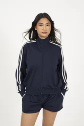 Side Stripe Zip Through Womens Sweatshirt - - Size: S