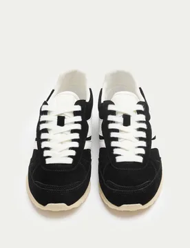 Suede Side Stripe Retro Trainers Black female - M&S - FashionsVida