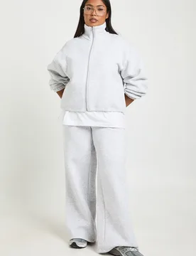Womens Plus Adjustable Toggle Wide Leg Jogger - Grey Cotton - Size 16 Uk - Boohoo - FashionsVida