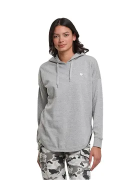 Felpa Con Cappuccio Heart Oversized Grey XS - Miss Tee - FashionsVida
