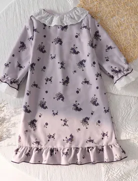 Camisón de línea A con volantes y estampado floral elegante para niña - Shein - FashionsVida