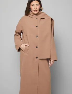 Women's Scarf Car Coat in Mink Size: 14 - Mink - Size: 14 - Wallis - FashionsVida