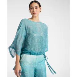 Blusa de mujer de georgette estampada ajuste boxy