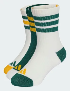 Calzettoni 3-Stripes imbottiti confezione da 3 paia bambini e bambine 25-27 Off White / Collegiate Green / Off White - Adidas - FashionsVida