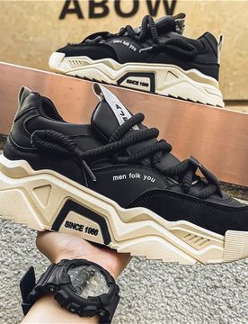 Nuevas zapatillas deportivas con suela gruesa y elevada para hombres, zapatos deportivos para exteriores, moda casual antideslizante, duradera, con co