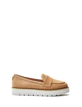 Women's 'Elber' Suede Loafers in Camel Size: 7 - Camel - Size: 7 - Moda in Pelle - FashionsVida