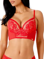 Womens Encore Longline Bra - Red Polyamide - Size 34e