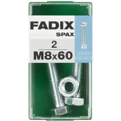Tornillo Cabeza Hexagonal + Tuerca M8 x 60 mm - Caja 2 Uds
