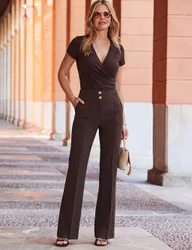 High Waisted Flared Jeans Brown female