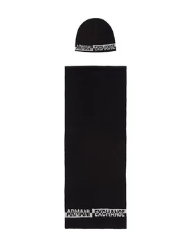 Set composto da sciarpa e berretto nero e grigio - Armani - FashionsVida