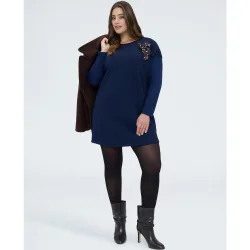 Vestido corto con lazo de lunares aplicación decorativa con lazo