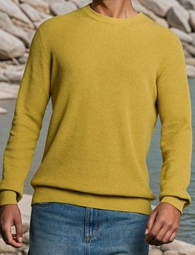 Maglione basic in cotone - ambra