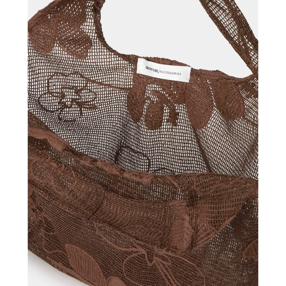 Bolso de mano de mujer de crochet con flores - Brownie - FashionsVida