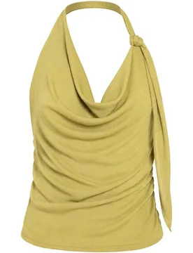 Top de mujer con escote drapeado y lazada - The-Are - FashionsVida