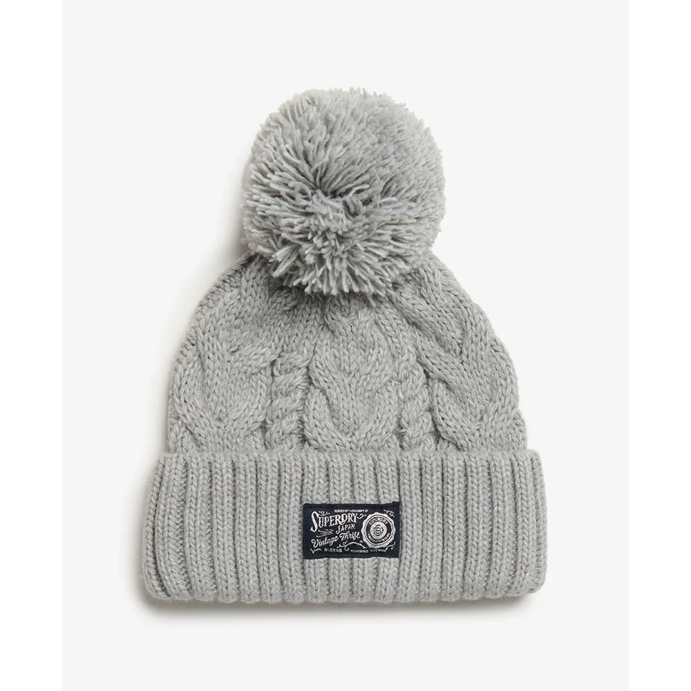 Bonnet Chunky Cable Dove Grey One Size unisex - Superdry - FashionsVida