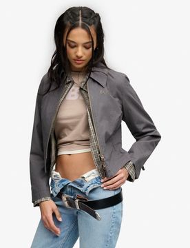 Superdry Damen Bench Ripstop-jacke mit Doppeltem Reißverschlusskragen Dark Grey - Größe: M