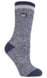 Womens - Ladies Patterned Winter Warm Thermal Socks 4-8 Uk - Blue Nylon - Size Uk 4-6.5