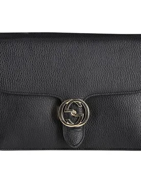 Women's Preloved Interlocking G Shoulder Bag in Black Leather - Black - Size: One Size - Gucci - FashionsVida