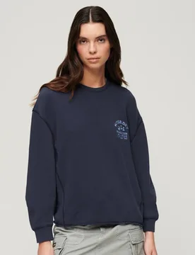 Superdry Damen Athletic Essentials Sweatshirt Marineblau - Größe: 44 - 59.99 - FashionsVida