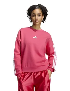 Felpa Essentials 3 Stripes Fleece Power Pink / White S - Adidas - FashionsVida
