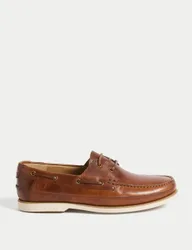 M&S Leather Boat Shoes Tan male