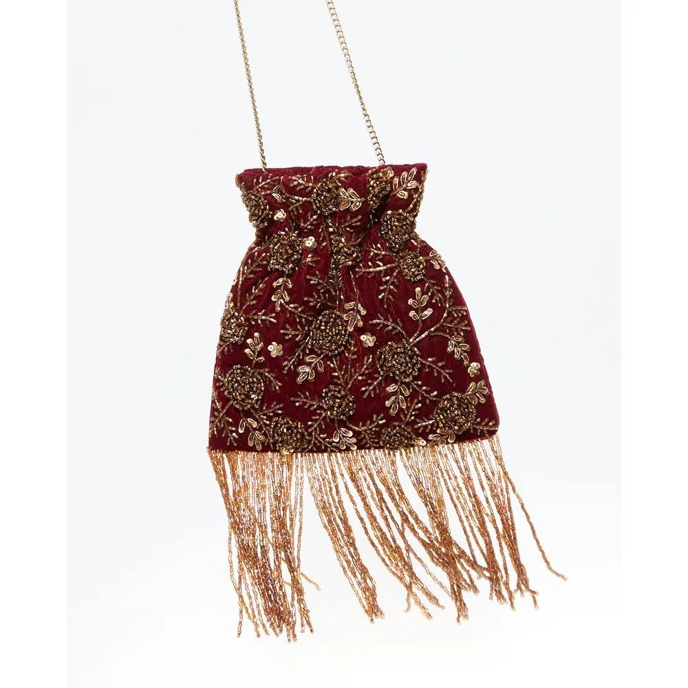 Bolso plano fruncido abalorios - Sfera - FashionsVida