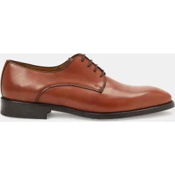 Zapatos de cordones de hombre en piel con pala lisa y suela de goma