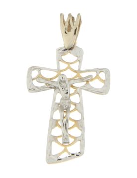 Croce Uomo Oro Giallo Bianco GL100517