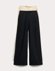 Pack Wide Leg Trousers with Linen Black female