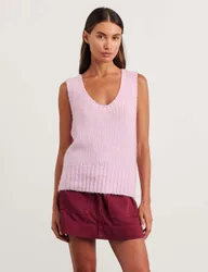 Scoop Neck Knitted Vest with Mohair Pink female
