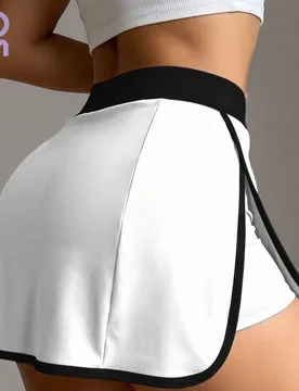 Nueva Falda-Pantalón de Yoga y Tenis con Ribete de Bloques de Color, Adecuada para Golf, Fitness, Yoga, Senderismo y Deportes al Aire Libre - Shein - FashionsVida