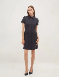 Button Detail Mini Shift Dress Blue female