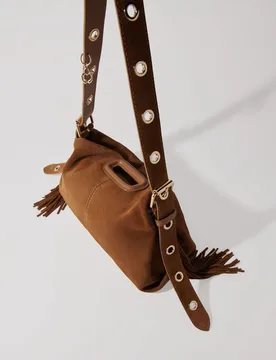 Bolso de hombro de ante mediano multiposición con solapa - Maje - FashionsVida