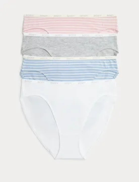 Pk Cotton Rich High Leg Knickers Light Blue Mix female - M&S - FashionsVida