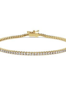 Bracciale Tennis Eternity, Diamanti creati in laboratorio 1,5 ct tw, Forma rotonda, Bianco, Oro giallo 18 K M