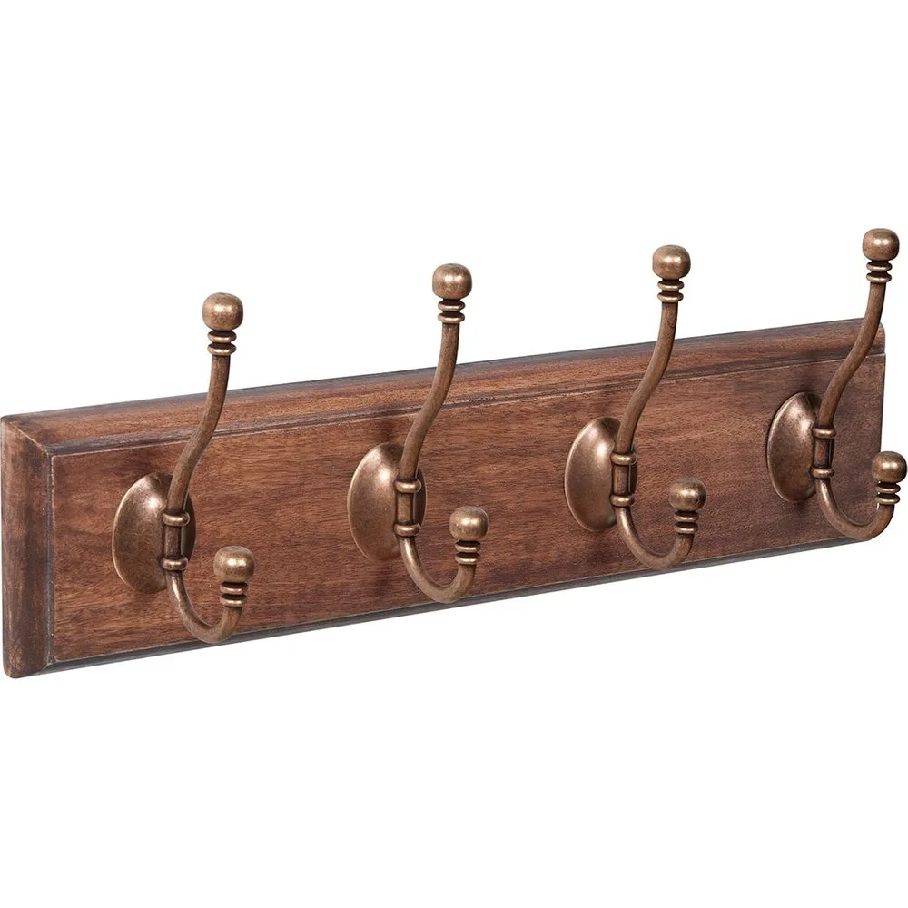 Percha Madera y Zamak 4 Colgadores 9502MABR - Nesu - FashionsVida
