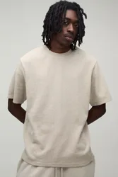 Mens Essential Regular Fit Waffle T-Shirt - Beige Cotton - Size 4xl