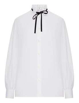 Camicia In Popeline Con Colletto Volant