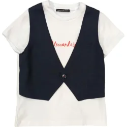 T-shirt Bianca Con Gilet Blu 1296M00073