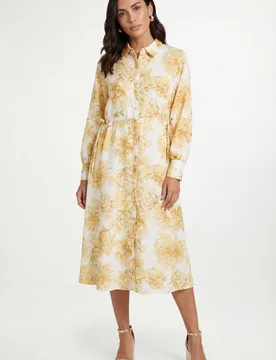 Women's Petite Floral Drawstring Shirt Dress in Ivory Size: 16 - Ivory - Size: 16 - Wallis - FashionsVida