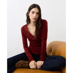 Jersey de mujer cruzado con frunce